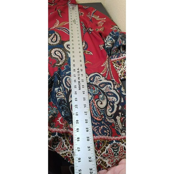 Soft Surroundings Womens L Paisley Tunic Dress Cami Red Blue Sheer Boho Peasant - Picture 10 of 13